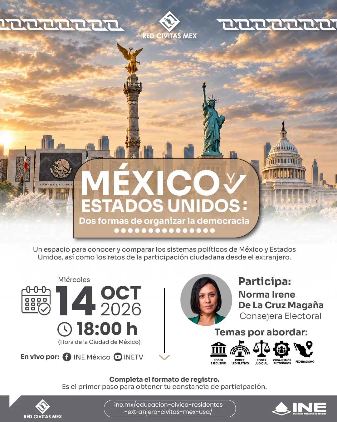Foro México y Estados Unidos: dos formas de organizar la democracia, 14 de octubre de 2026